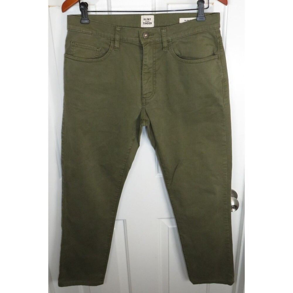 Flint and Tinder 5-Pocket Slim Fit Olive Green 32x29 Cotton Stretch Blend